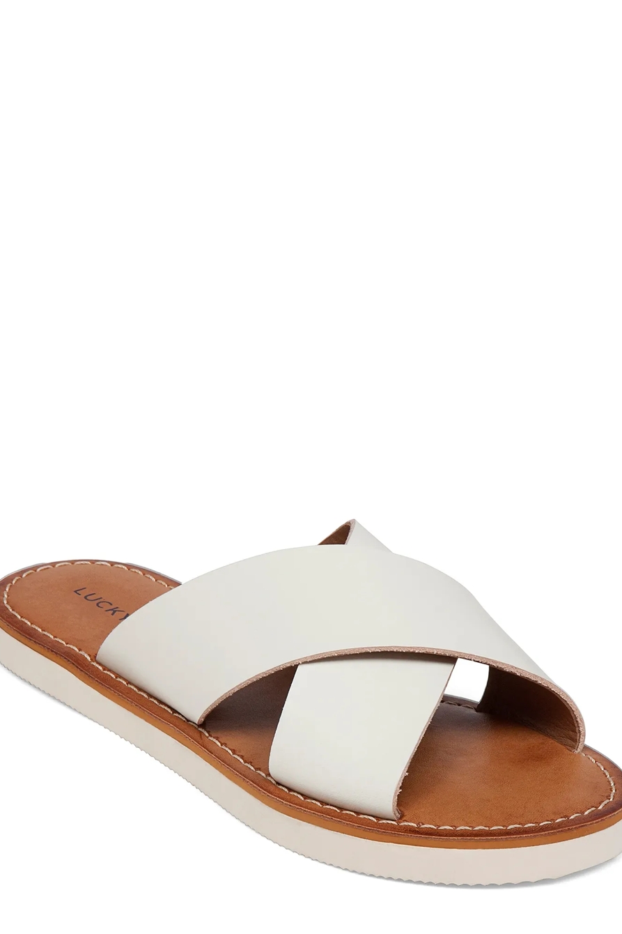 DADEEN LEATHER FLAT SLIDE SANDALS, image 1