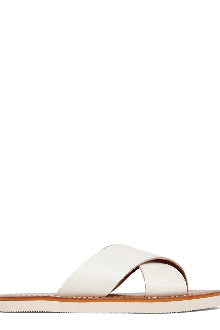 DADEEN LEATHER FLAT SLIDE SANDALS, image 2