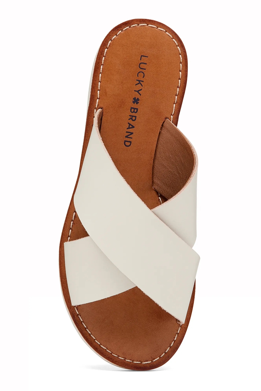 DADEEN LEATHER FLAT SLIDE SANDALS, image 4