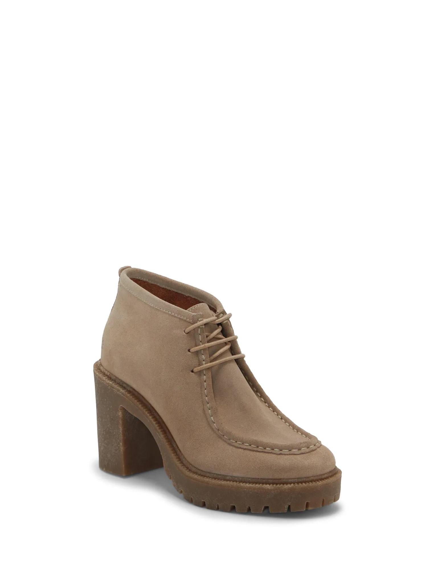 HOLLIA HEELED BOOTIE | Lucky Brand Lucky Brand Chunky Heel Joal Bootie Macaroon Tan Suede Kidsuede Heel Boot 8 main image 0