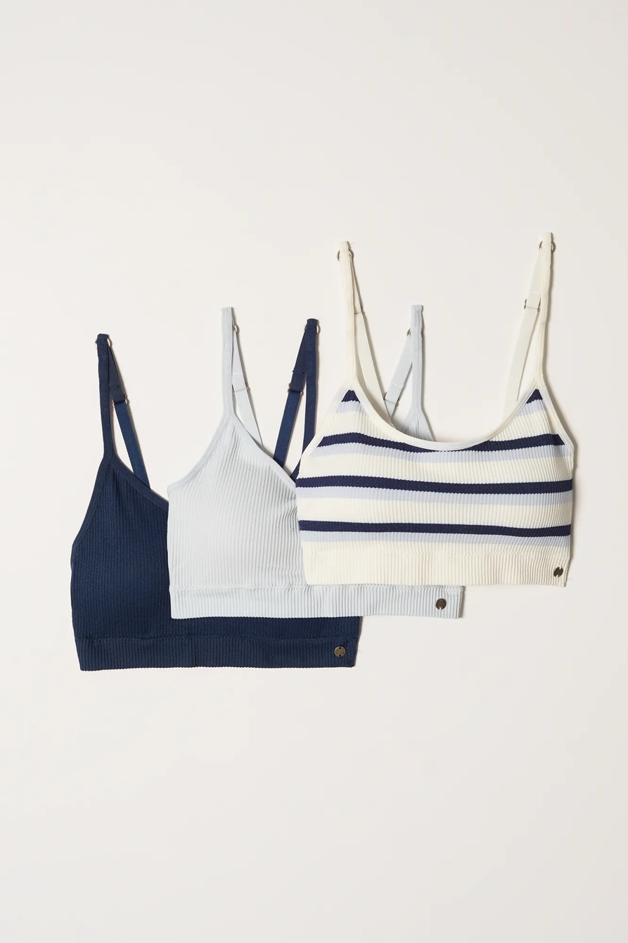 3 PACK SEAMLESS MULTI STRIPE BRA SET, image 1