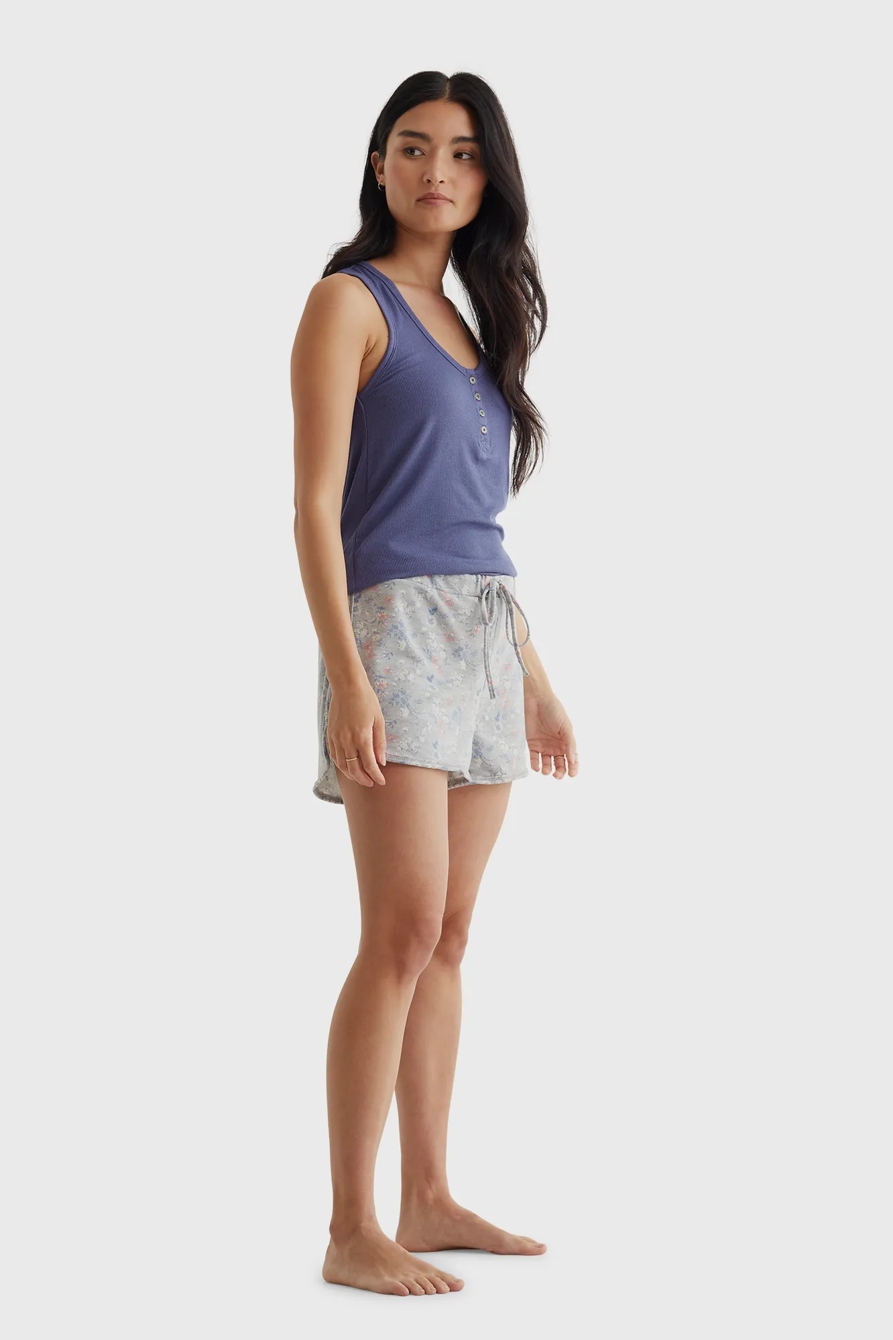 STRETCH RIB HENLEY TANK AND TERRY SLEEPWEAR SET, image 1