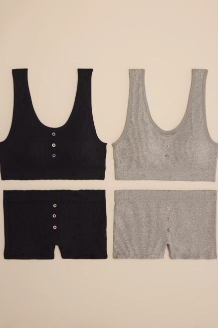 4 PACK RIBBED BRA & BOYSHORT SET, image 1