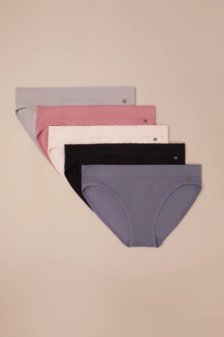 5 PACK NYLON RIBBED BIKINI, image 1