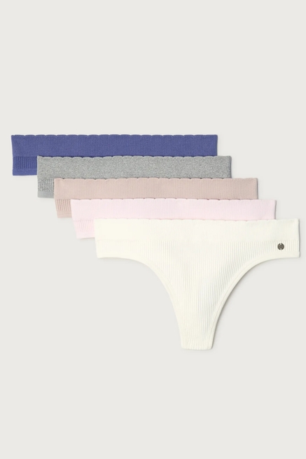 5PK RIBBED THONGS, image 1