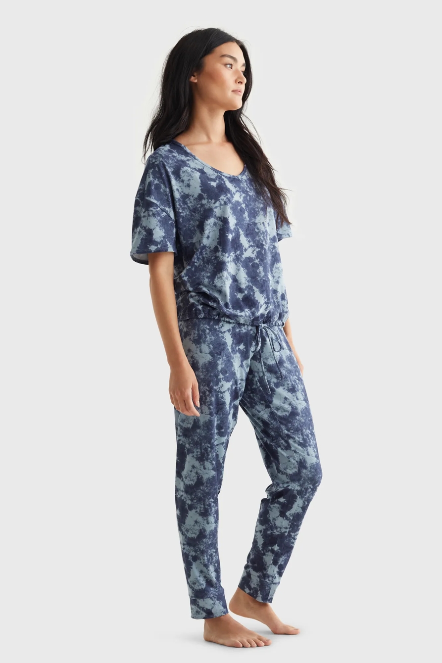 BRUSHED CINCHED WAIST PULLOVER JOGGER SLEEP SET, image 2