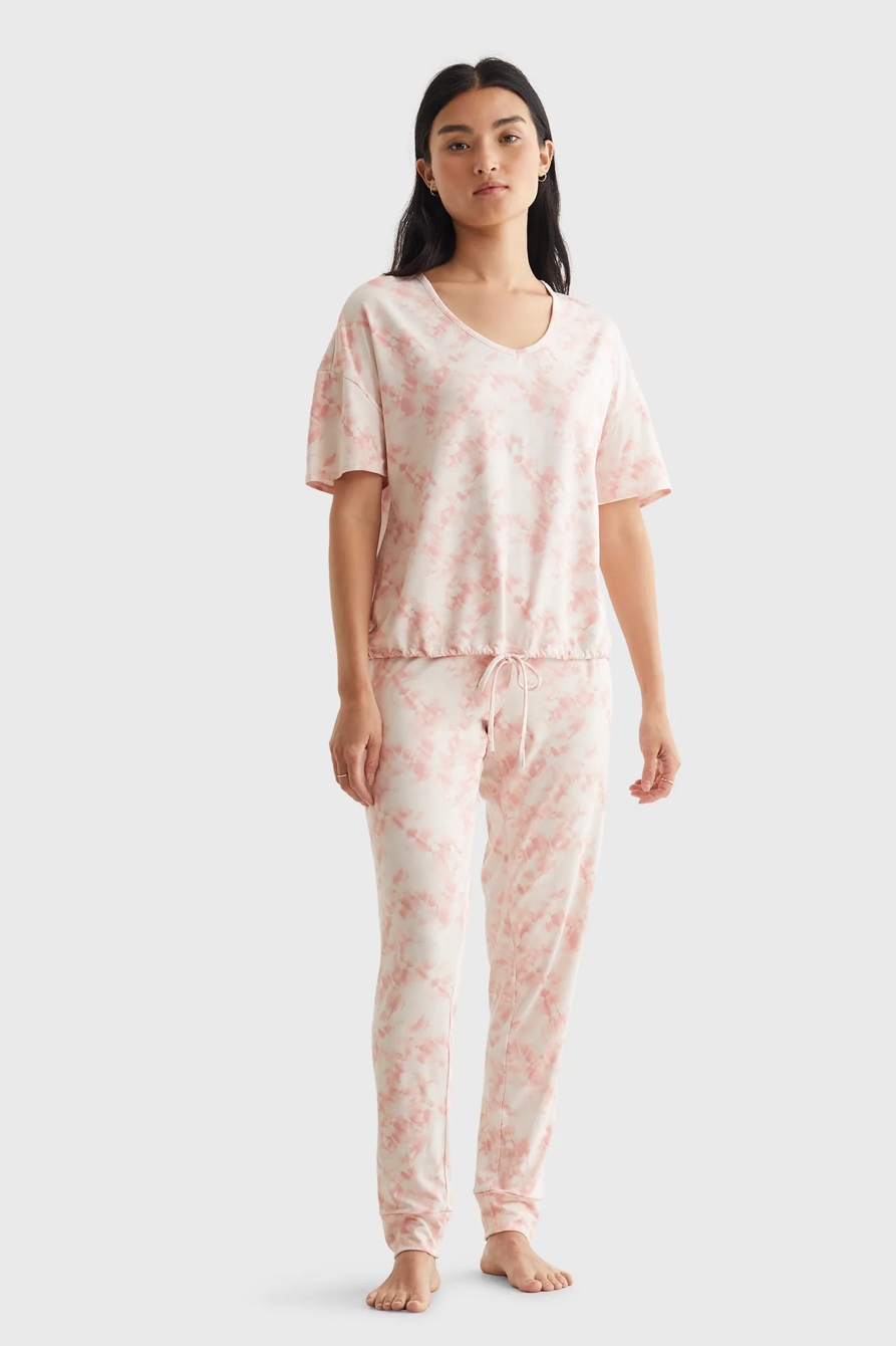 BRUSHED CINCHED WAIST PULLOVER JOGGER SLEEP SET, image 1