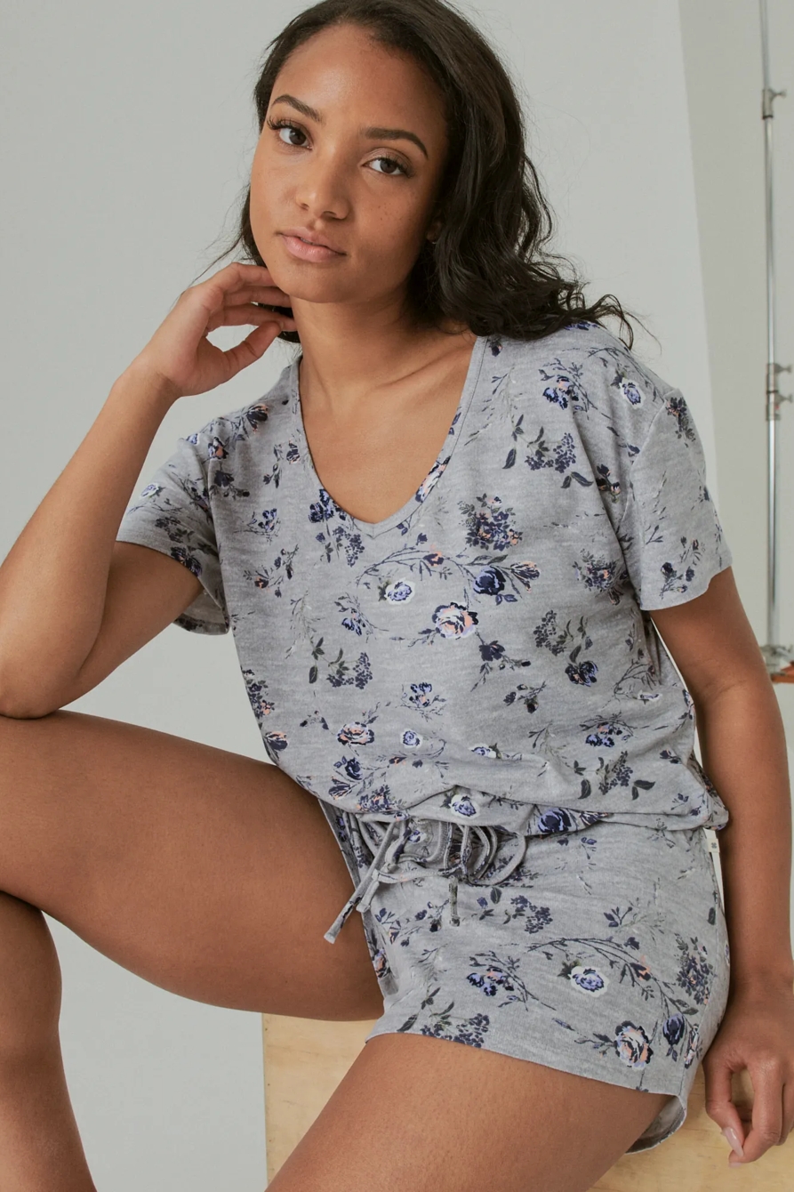 CINCHED HEM TEE & CURVED HEM SHORT SET, image 1