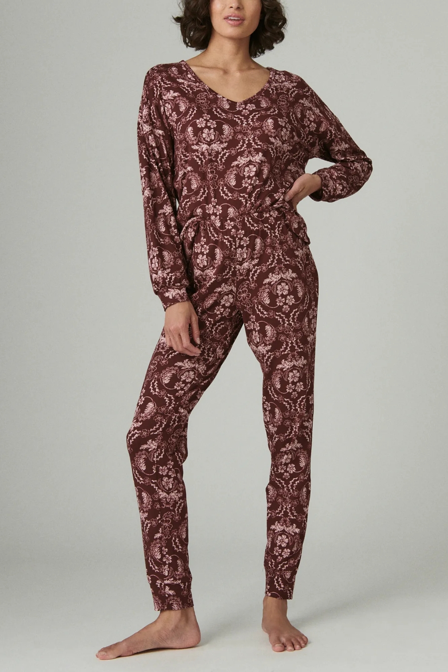 V-NECK PRINTED PULLOVER SLEEP SET, image 4