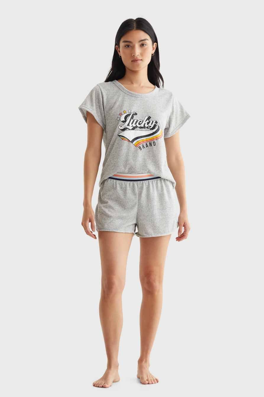 LUCKY CLOUD KNIT TEE AND SHORT SLEEPWEAR SET, image 2