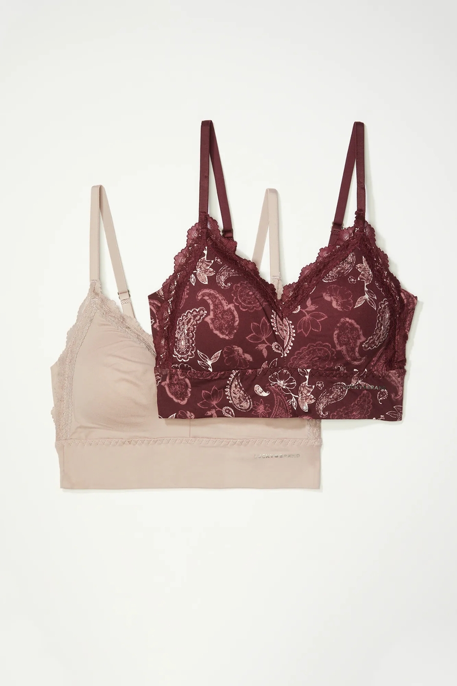 PRETTY PAISLEY LACE BRALETTE SET OF 2, image 1