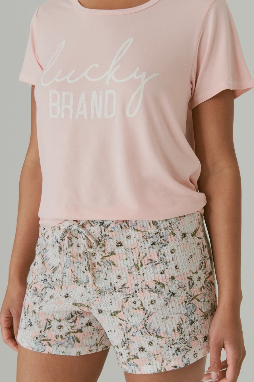 GRAPHIC TEE & LIGHTWEIGHT WAFFLE SHORT, image 4