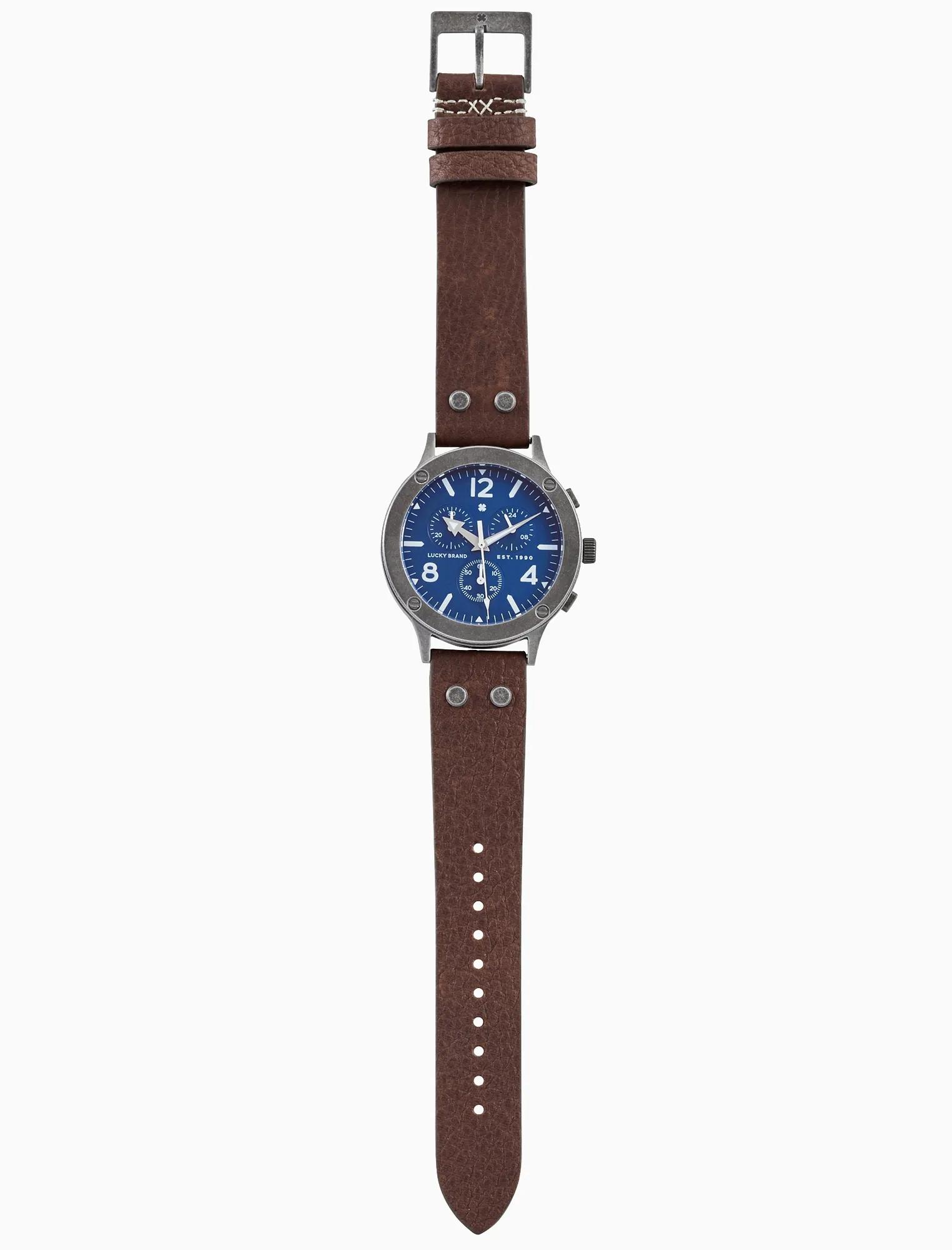 lucky man❗️ ROCKPOINT MULTI-FUNCTION BROWN LEATHER WATCH, 42MM | Lucky Brand