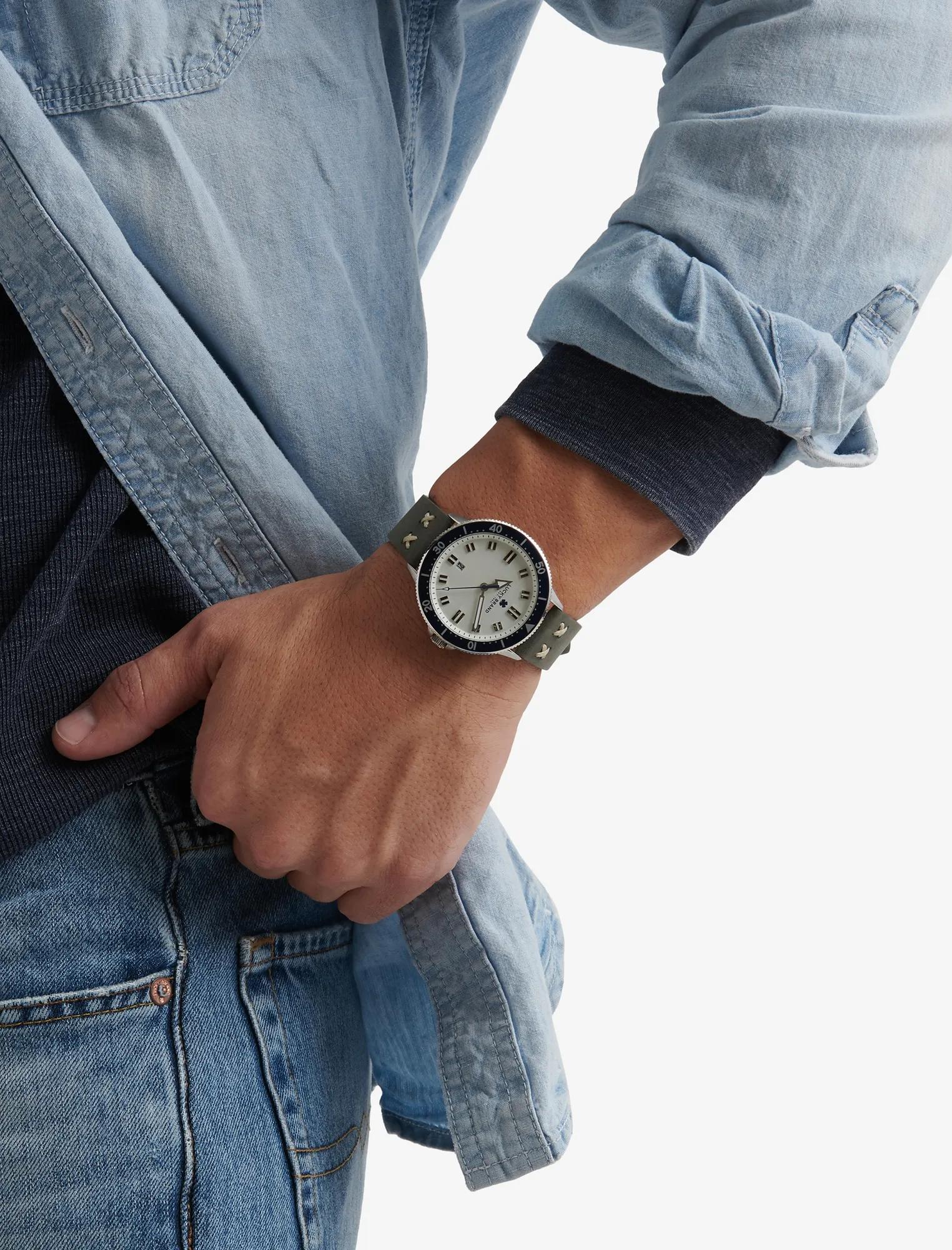 DILLON OLIVE SUEDE WATCH, 42mm, image 2