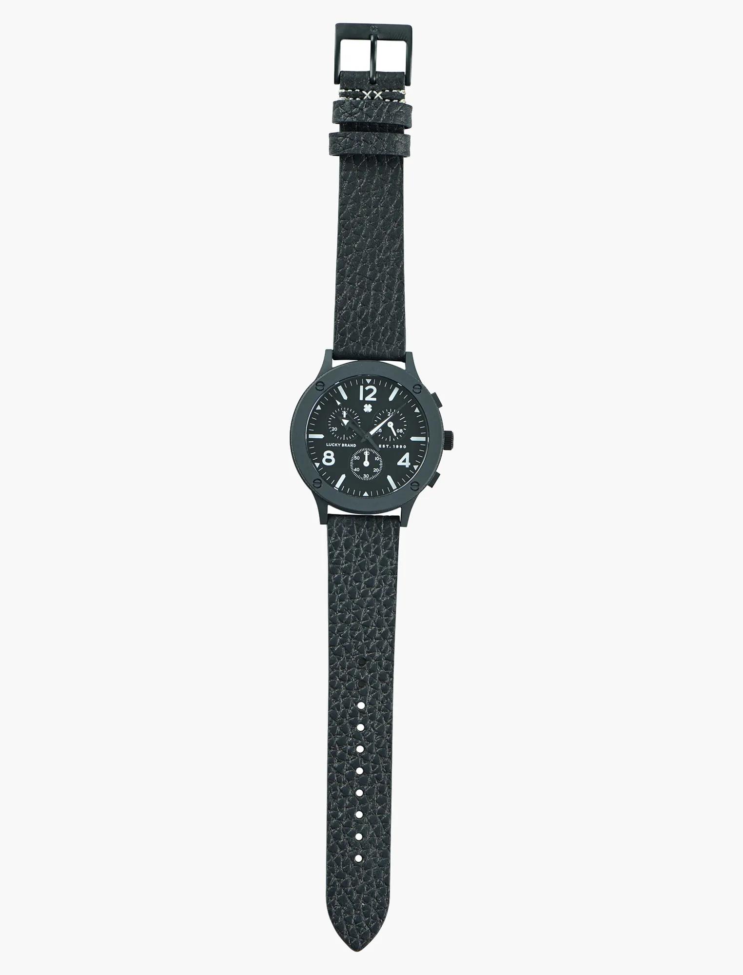 Rockpoint Multi-Functional Black Leather Watch, image 5
