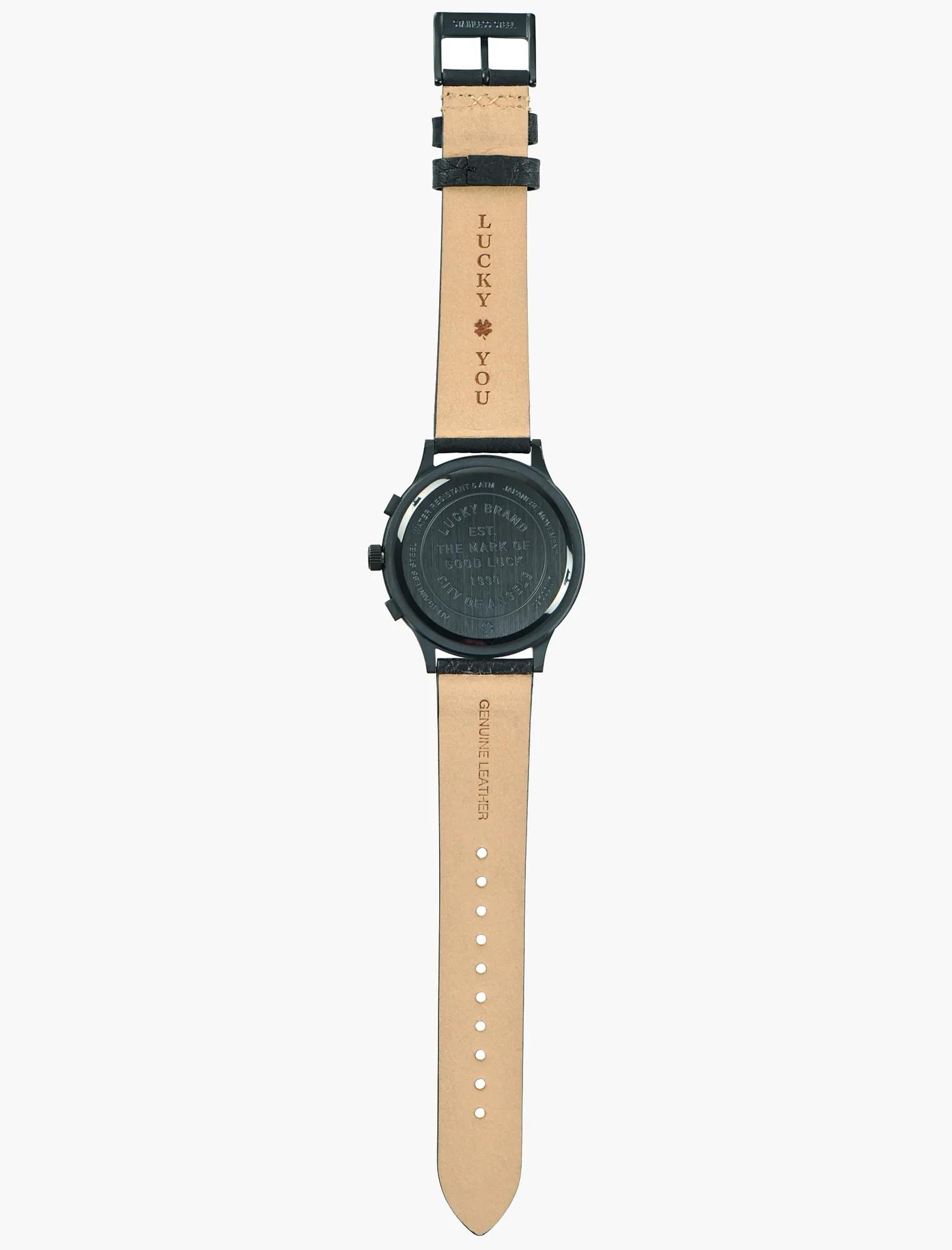 Rockpoint Multi-Functional Black Leather Watch, image 6
