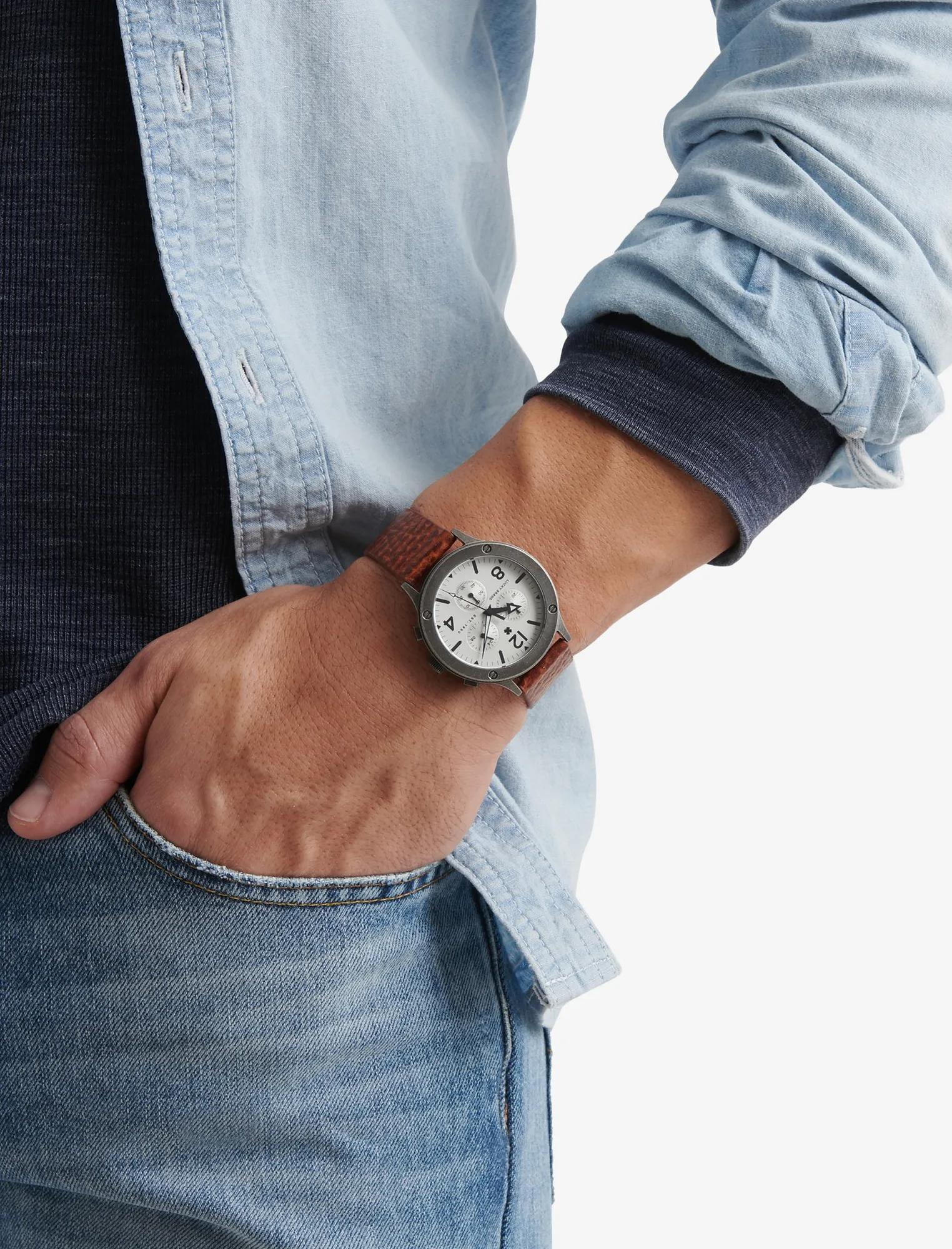 Rockpoint Multi-Functional Tan Leather Watch, image 2