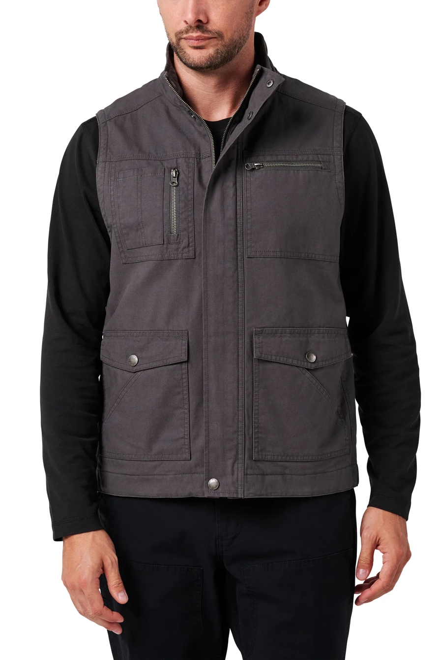 ZIP CANVAS VEST W/ PLAID FLANNEL LINING | Lucky Brand