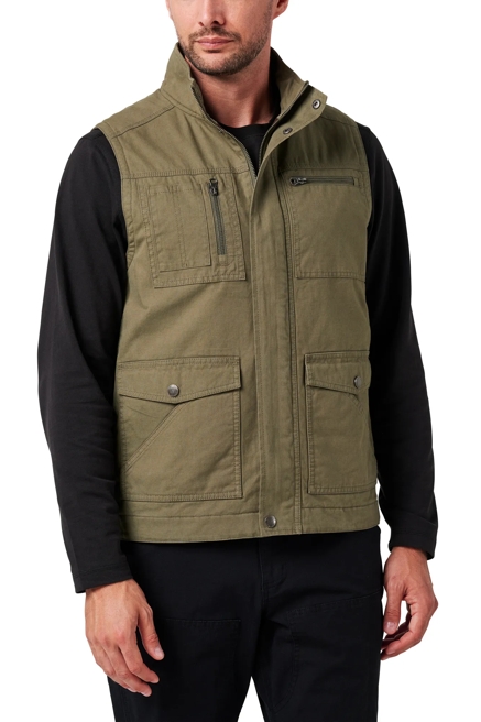 ZIP CANVAS VEST W/ PLAID FLANNEL LINING, image 2