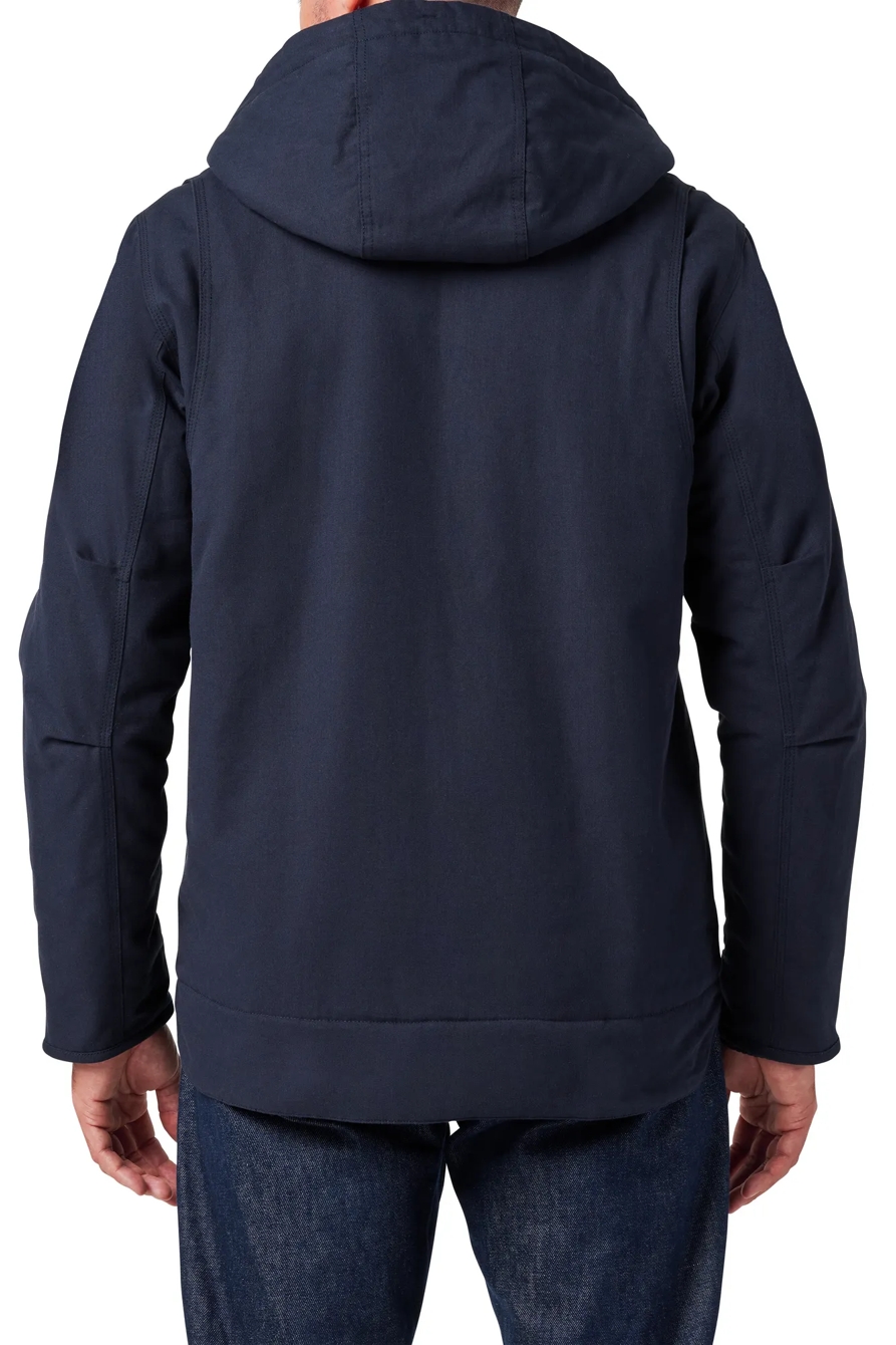 ZIP HOODED CANVAS CHORE COAT W/ SHERPA LINING, image 3