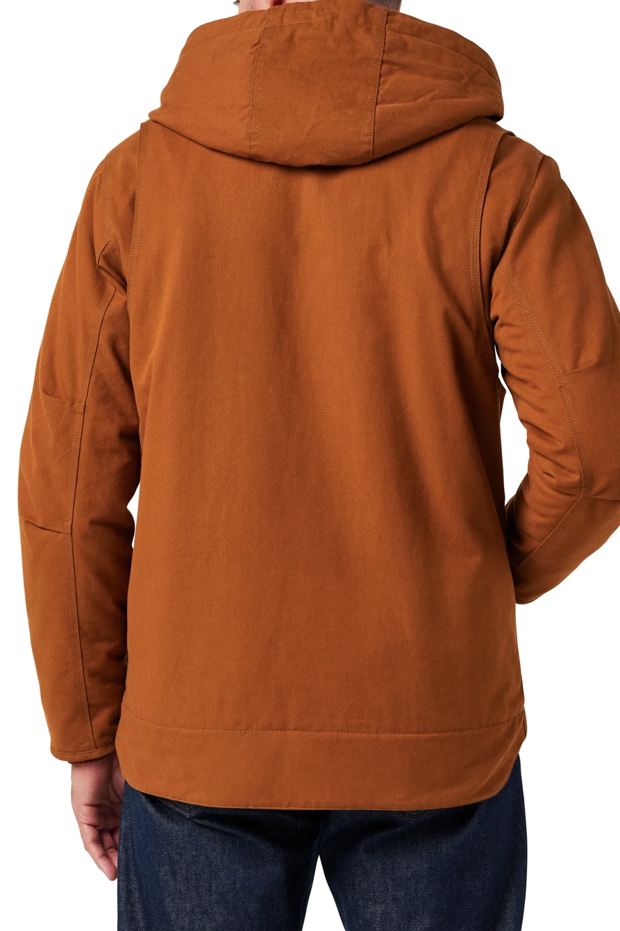ZIP HOODED CANVAS CHORE COAT W/ SHERPA LINING, image 3