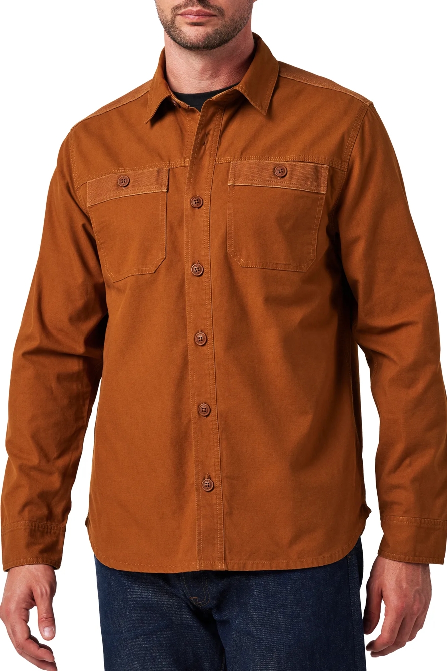 LONG SLEEVE SOLID SLUB CANVAS SHIRT, image 1