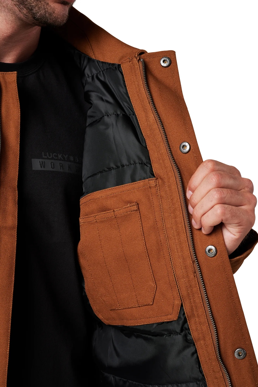 FULL ZIP CANVAS CHORE JACKET W/ QUILTED LINING, image 3