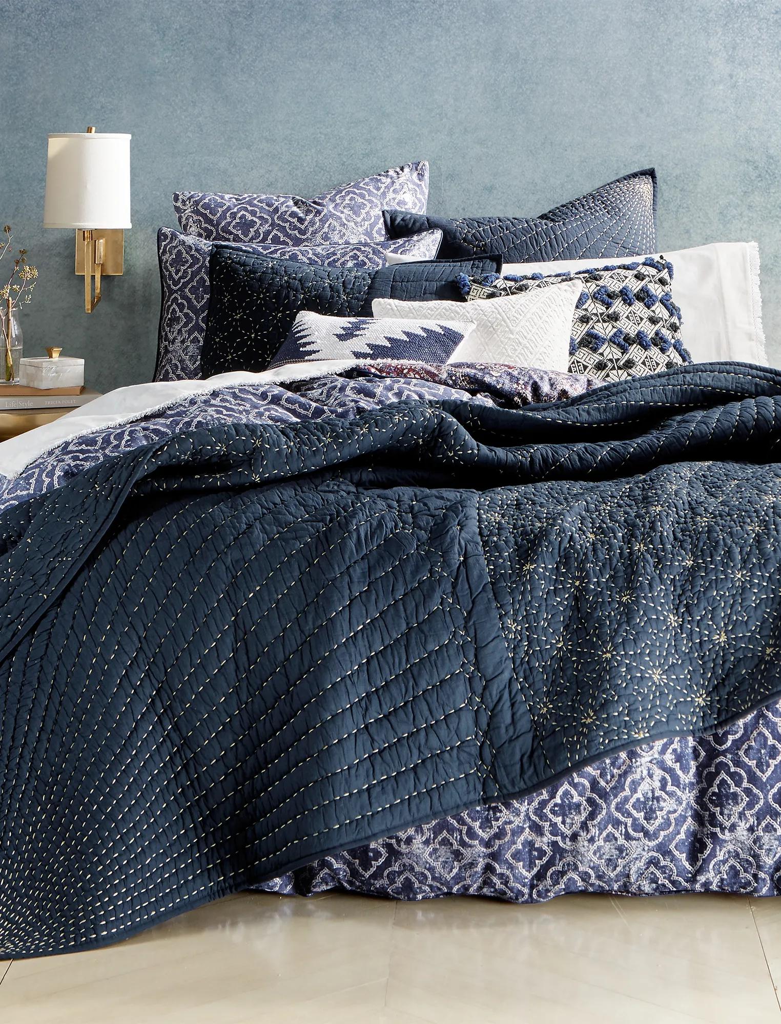 SASHIKO NAVY EURO SHAM, image 3