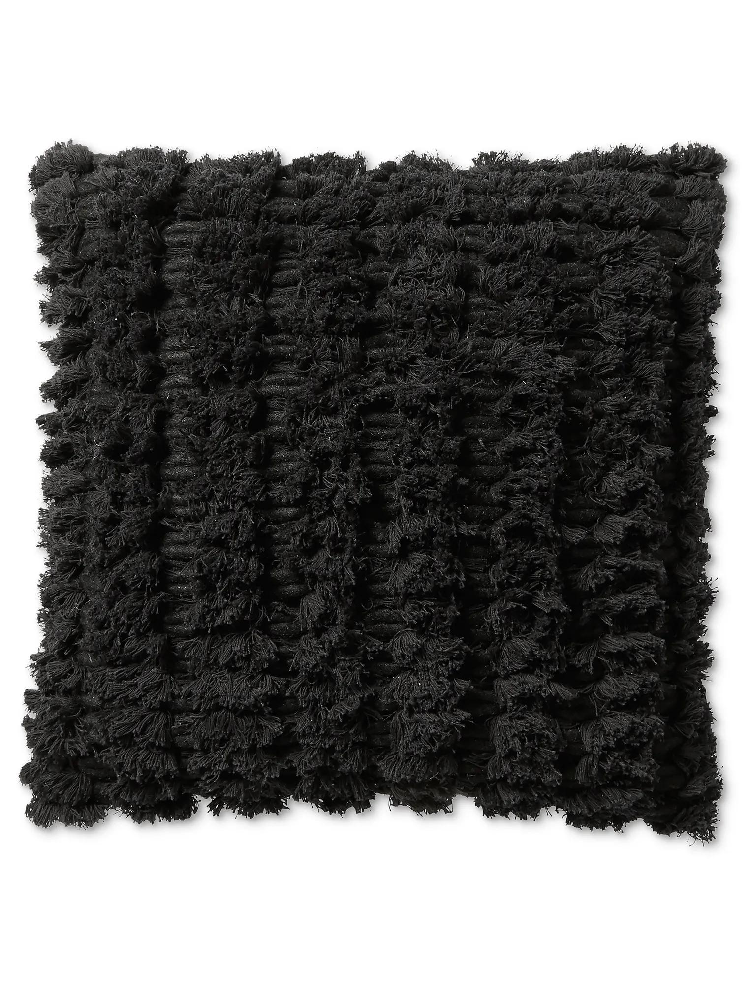 18X18 SHAGGY DECORATIVE BLACK PILLOW, image 1