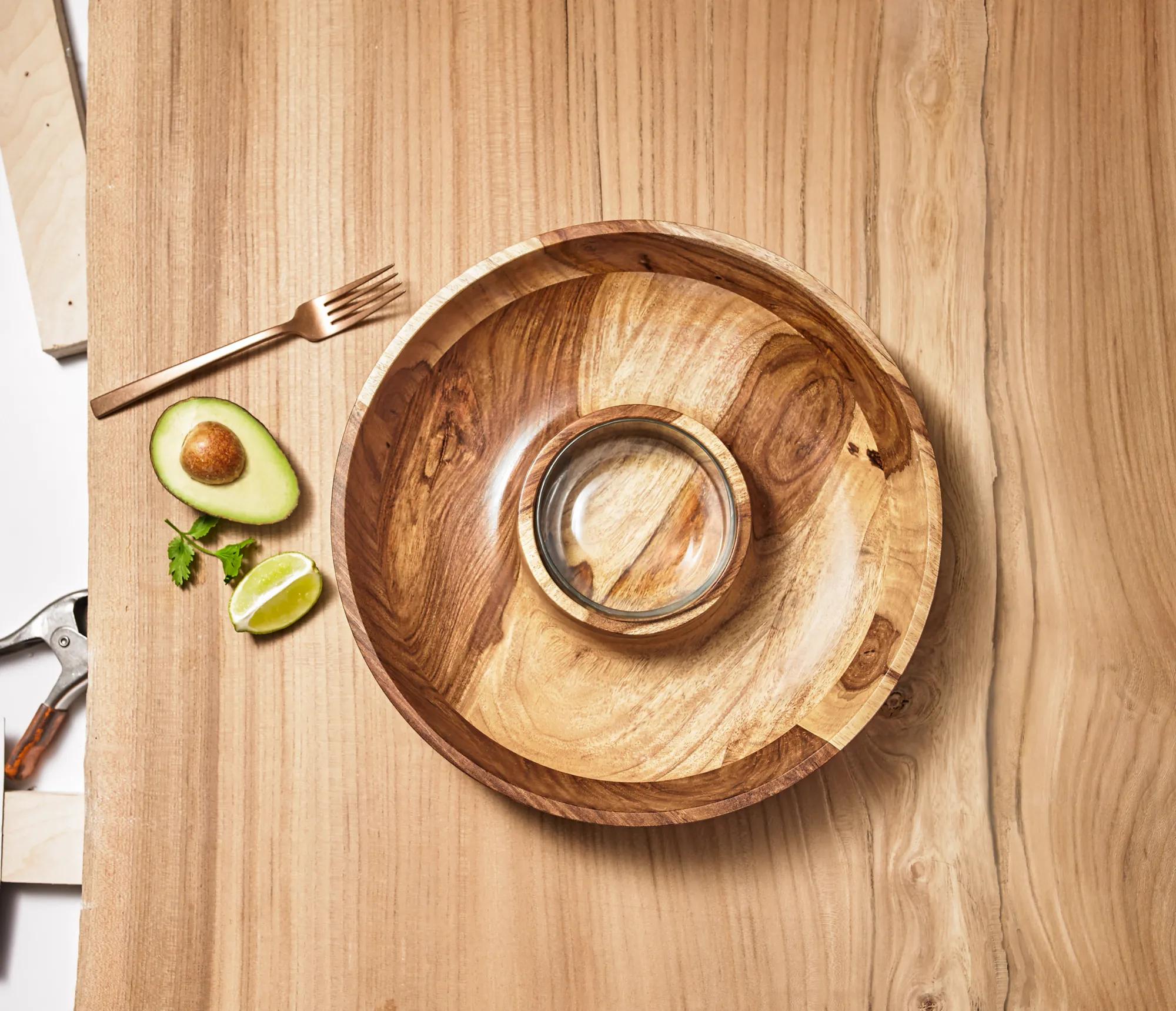 WOODEN CHIP AND DIP BOWL, image 2