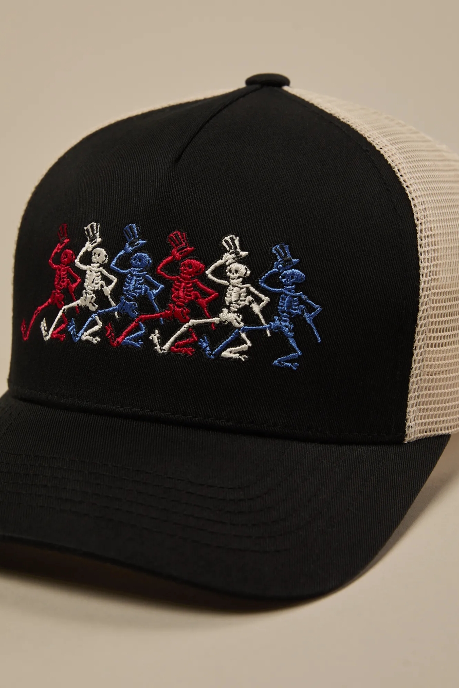 DANCING SKULLS AMERICANA TRUCKER HAT, image 3