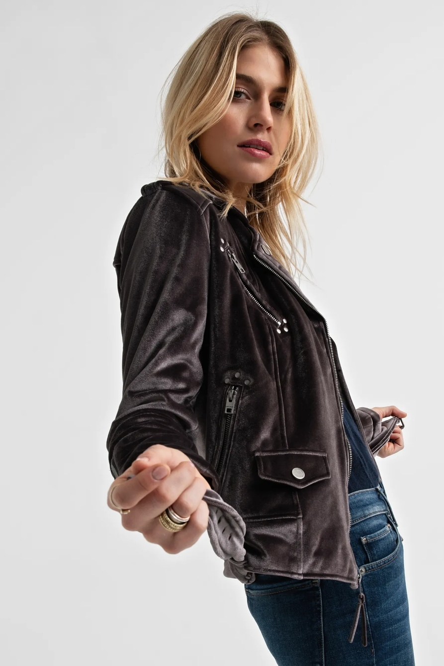 VELVET MOTO JACKET, image 2