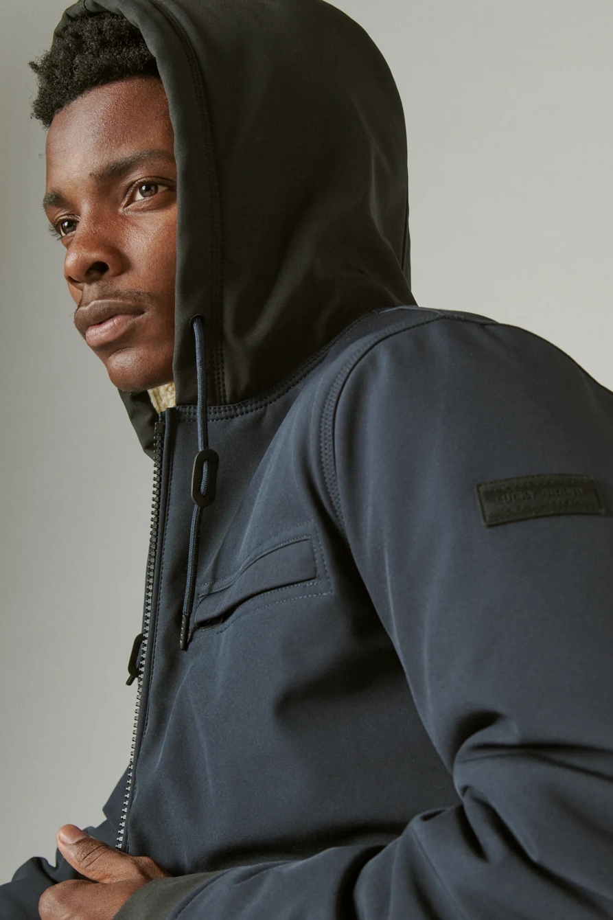 FAUX SHEARLING LINED HOODED BOMBER, image 5