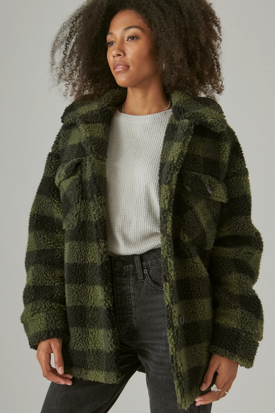 FAUX SHERPA PLAID COAT, image 3