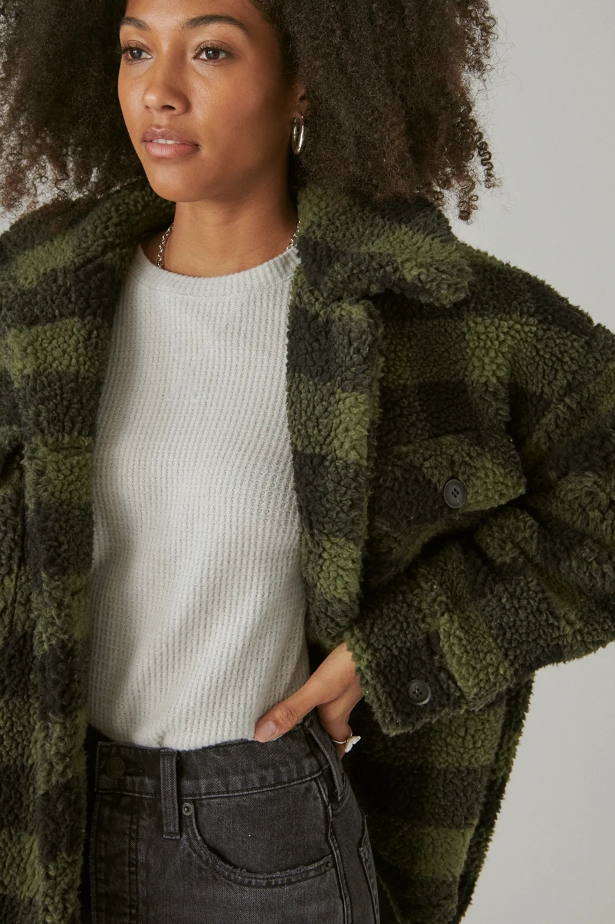 FAUX SHERPA PLAID COAT, image 5