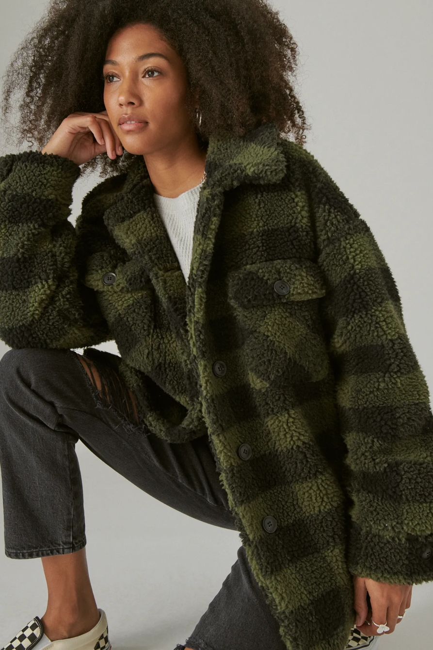 FAUX SHERPA PLAID COAT, image 6