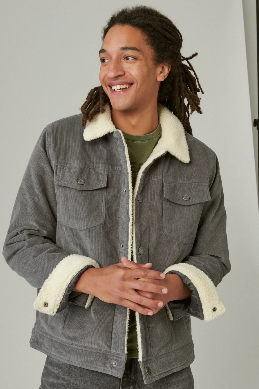 CORDUROY FAUX SHEARLING TRUCKER JACKET, image 1