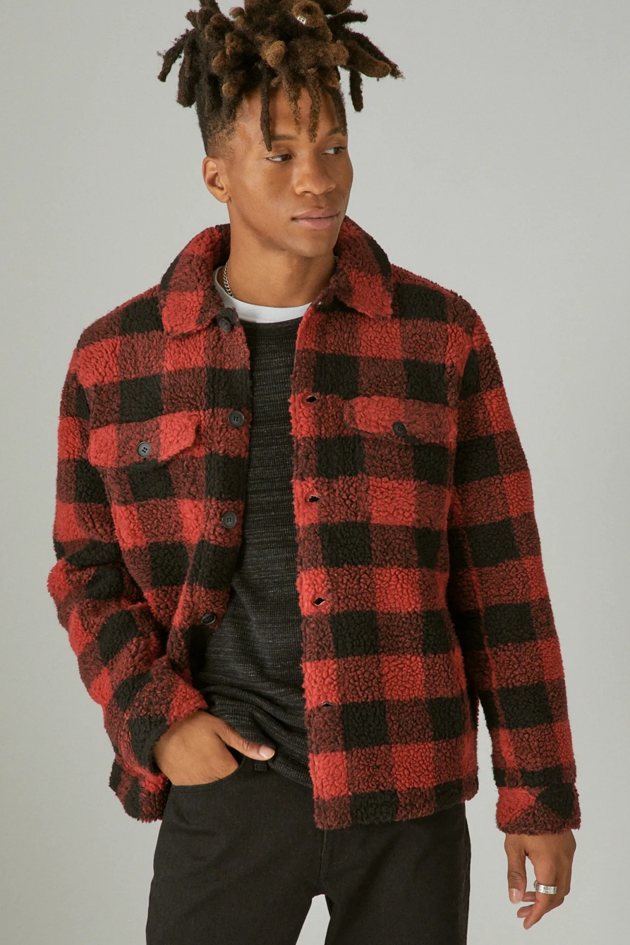 BUFFALO CHECK FAUX SHEARLING SHIRT JACKET, image 3