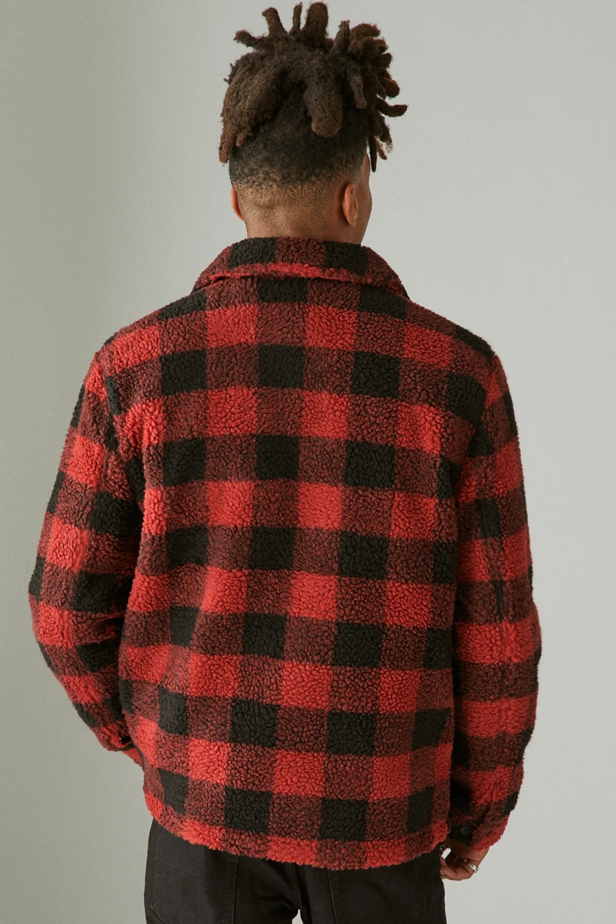 BUFFALO CHECK FAUX SHEARLING SHIRT JACKET, image 4