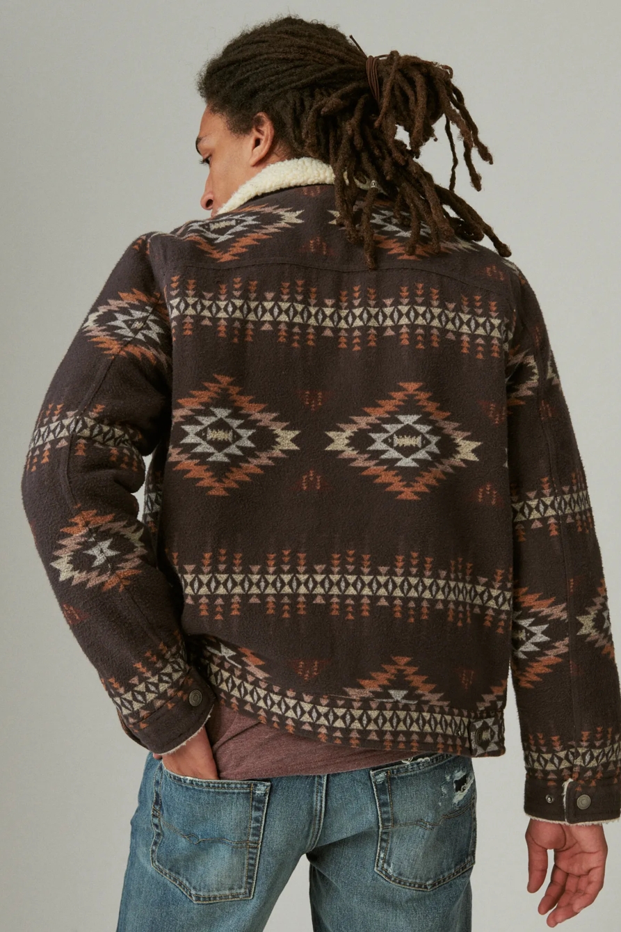 FAUX SHEARLING LINED JACQUARD TRUCKER, image 3