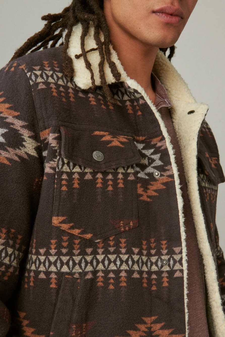 FAUX SHEARLING LINED JACQUARD TRUCKER, image 4