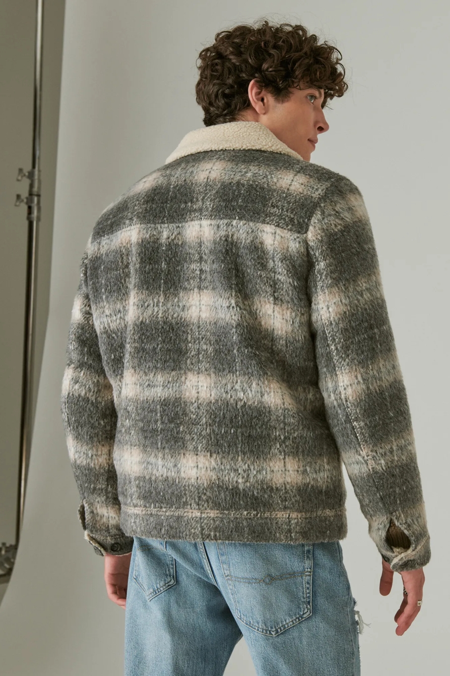 PLAID FAUX SHEARLING LINED TRUCKER JACKET, image 3