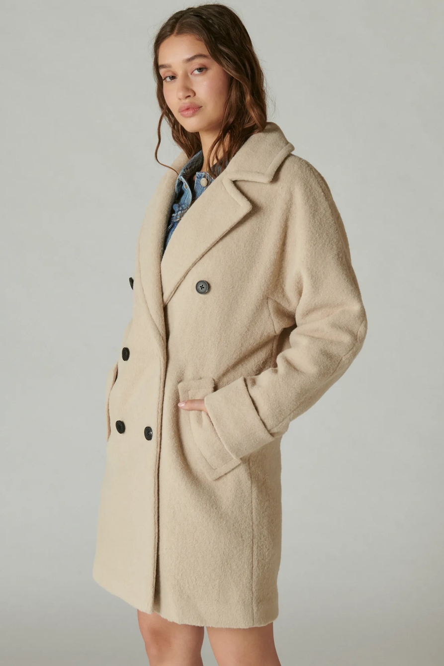 SOLID DOUBLE-BREASTED COAT | Lucky Brand SOLID DOUBLE-BREASTED COAT | Lucky Brand