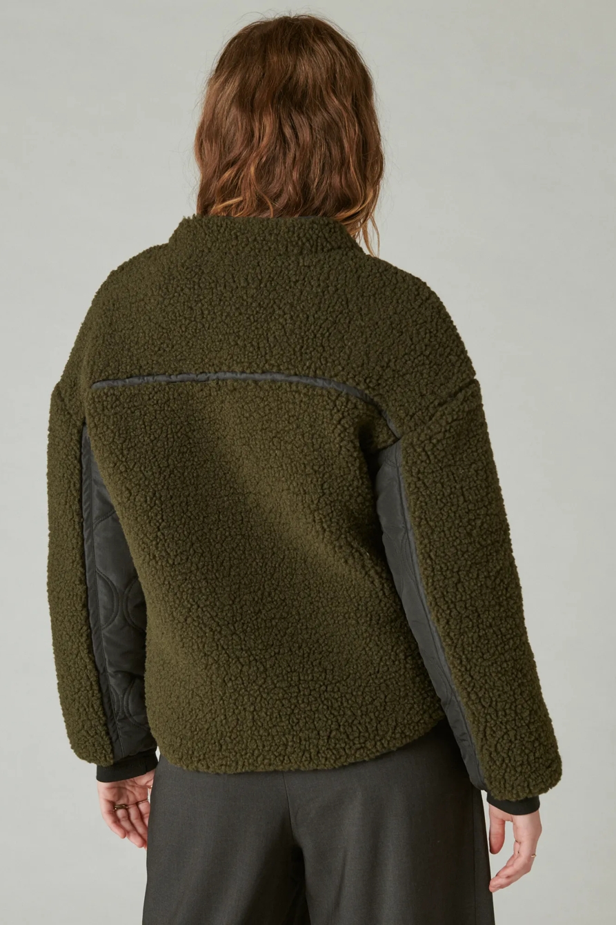 REVERSIBLE MIXED MEDIA FAUX SHEARLING JACKET, image 4