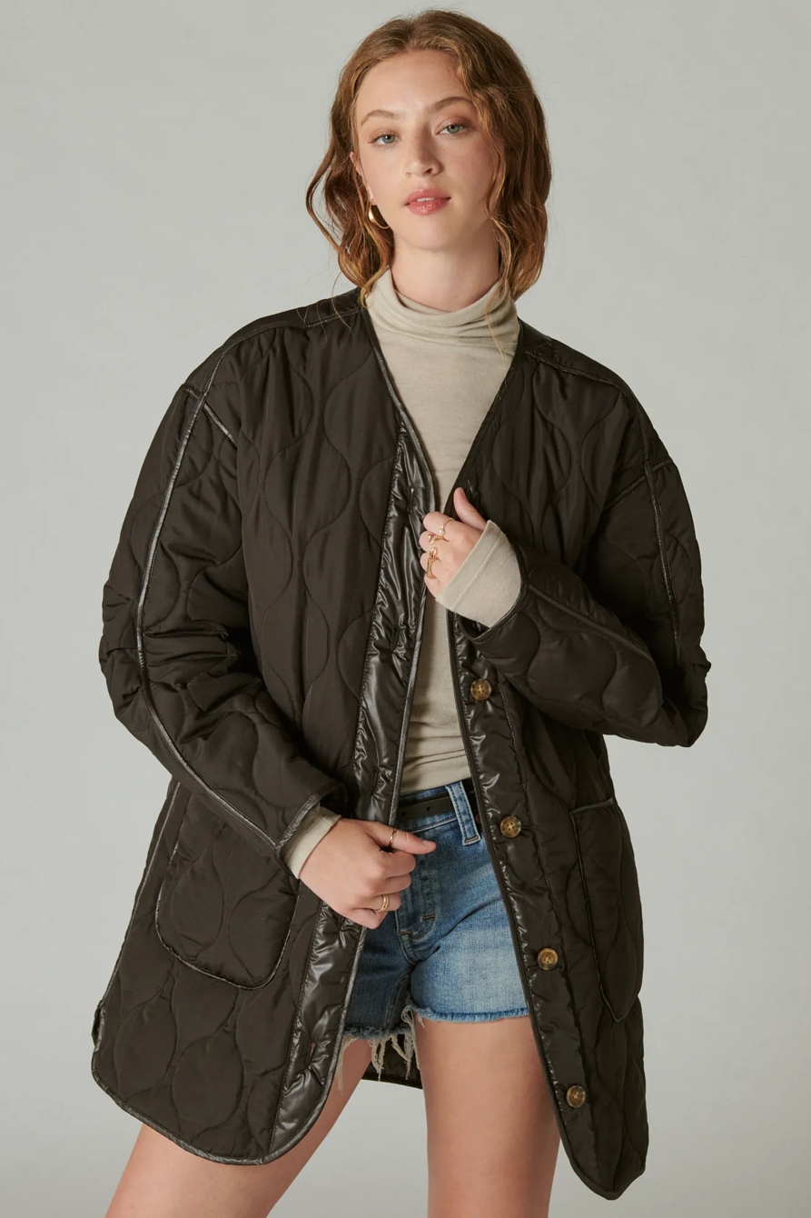 REVERSIBLE SHINE  QUILTED LINER JACKET, image 2