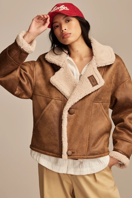 FAUX SHEARLING MOTO JACKET, image 1