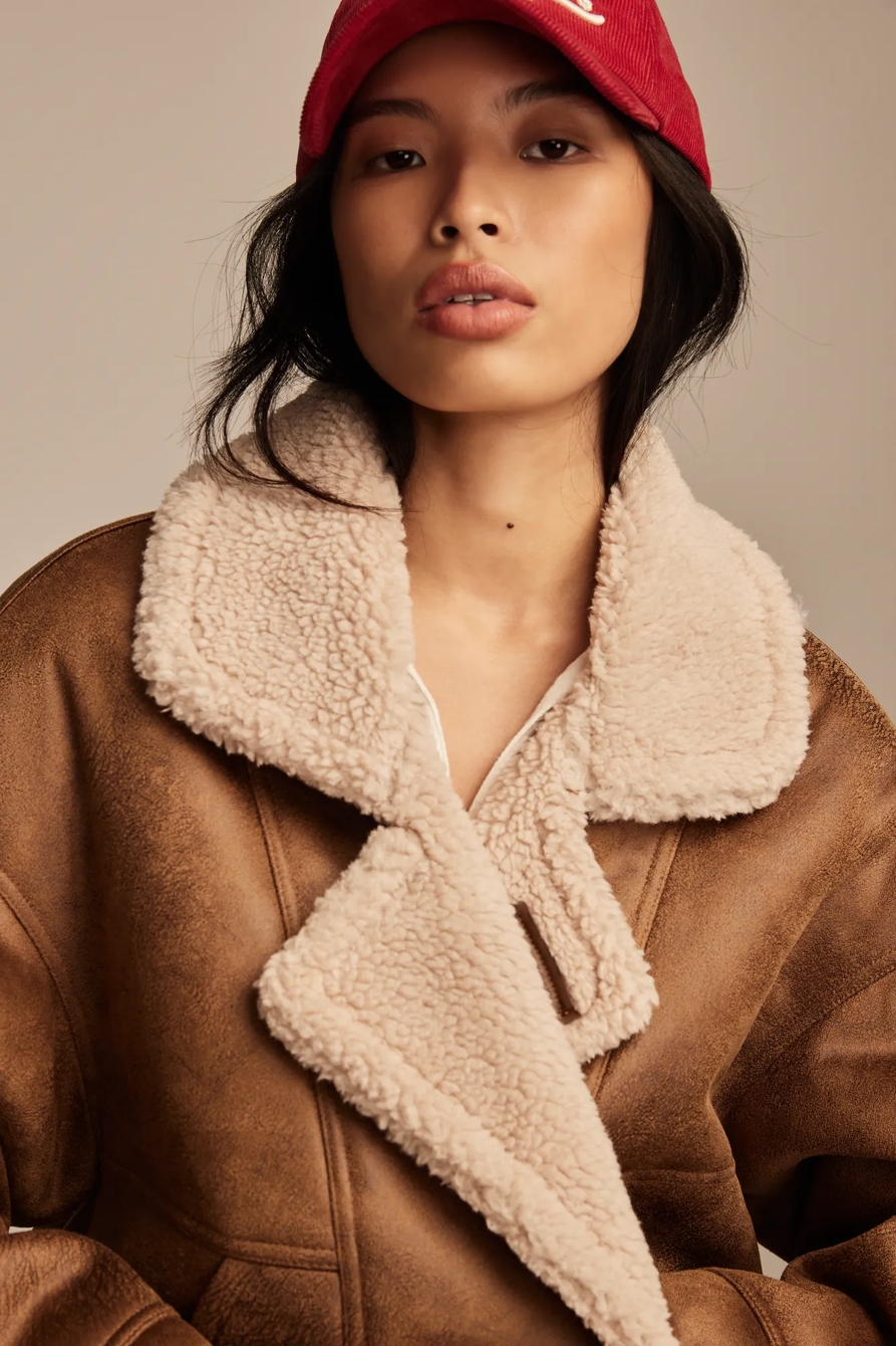 FAUX SHEARLING MOTO JACKET, image 2
