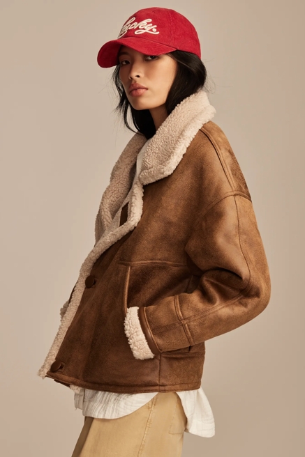FAUX SHEARLING MOTO JACKET, image 4