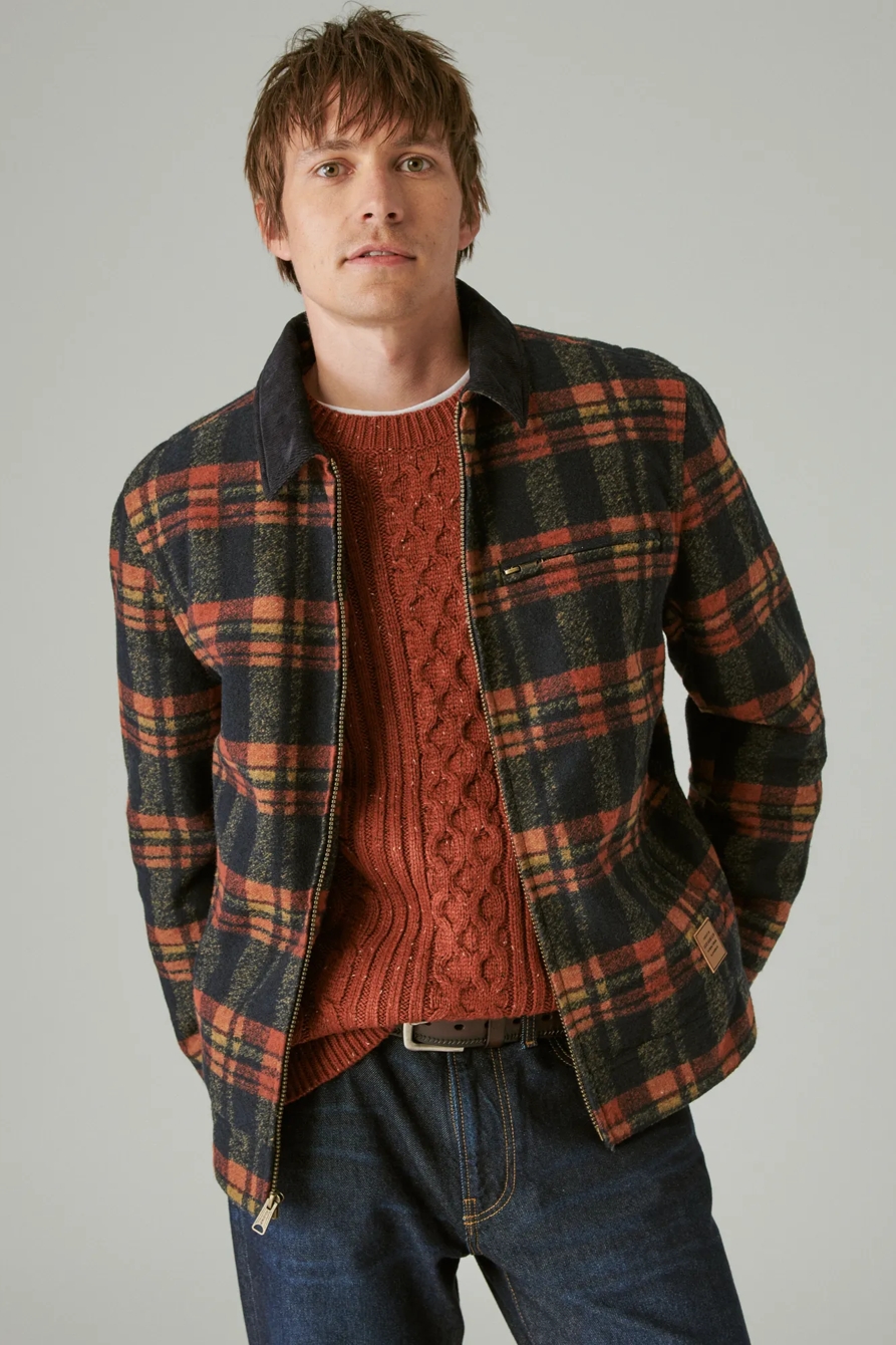 PLAID CORDUROY COLLAR BARN JACKET, image 1