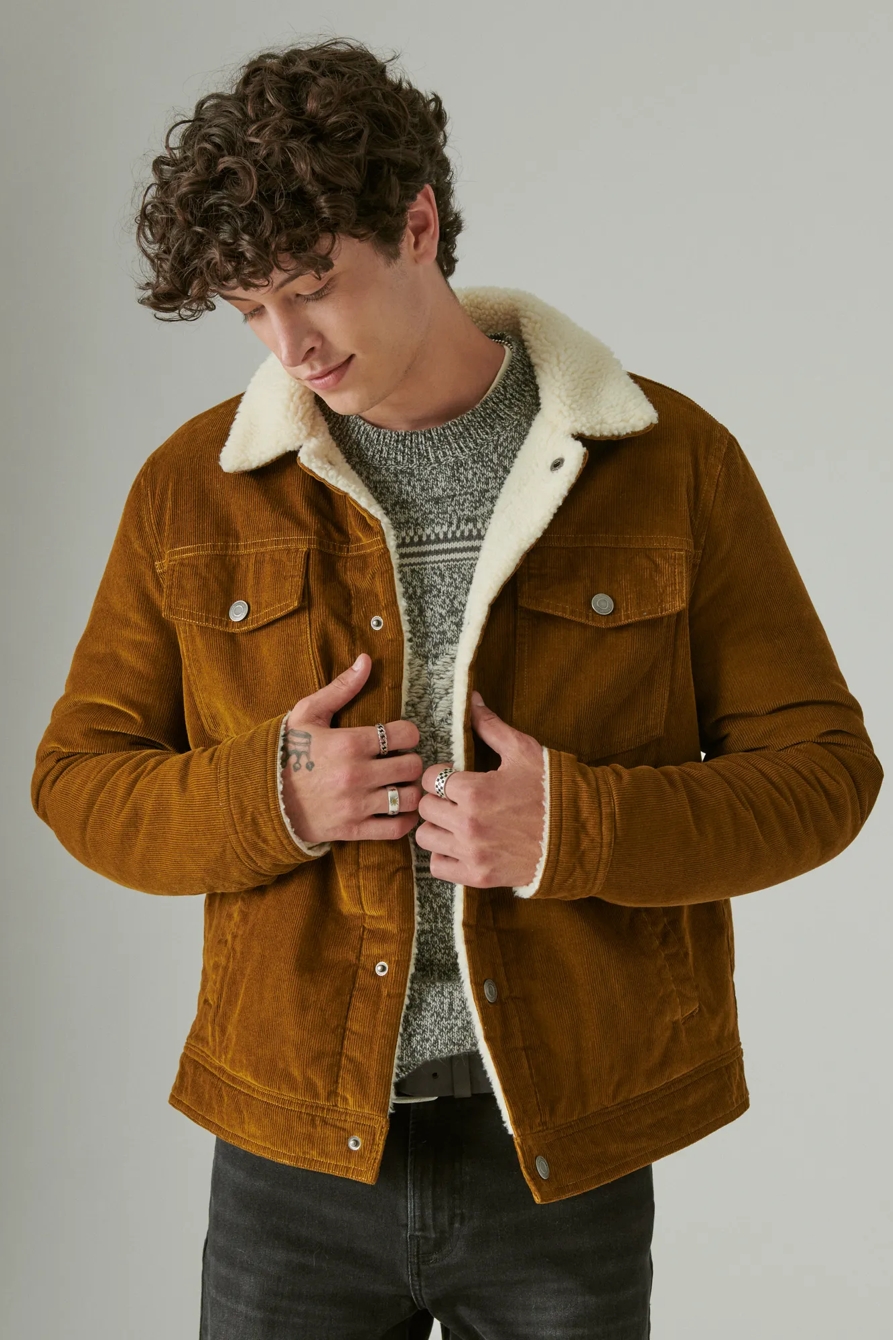 FAUX SHEARLING LINED CORDUROY TRUCKER JACKET, image 2